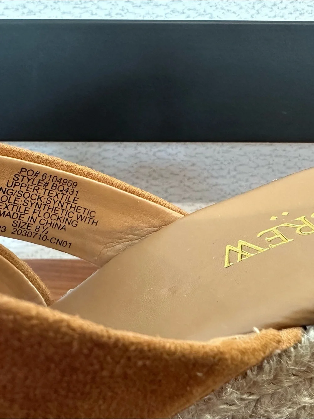 J. Crew Suede Tan Espadrille Slide Sandals